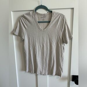 Universal Thread Women's S Vneck Tee Shirt Taupe Marl 100% Cotton Casual Basic